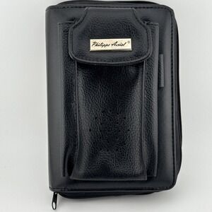 Vintage 90s Y2k Philippe Amiel Leather Black Deluxe Personal Organizer Planner